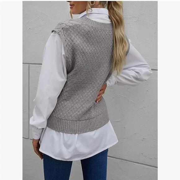 Gray Knit Sweater Vest - Picture 3 of 6